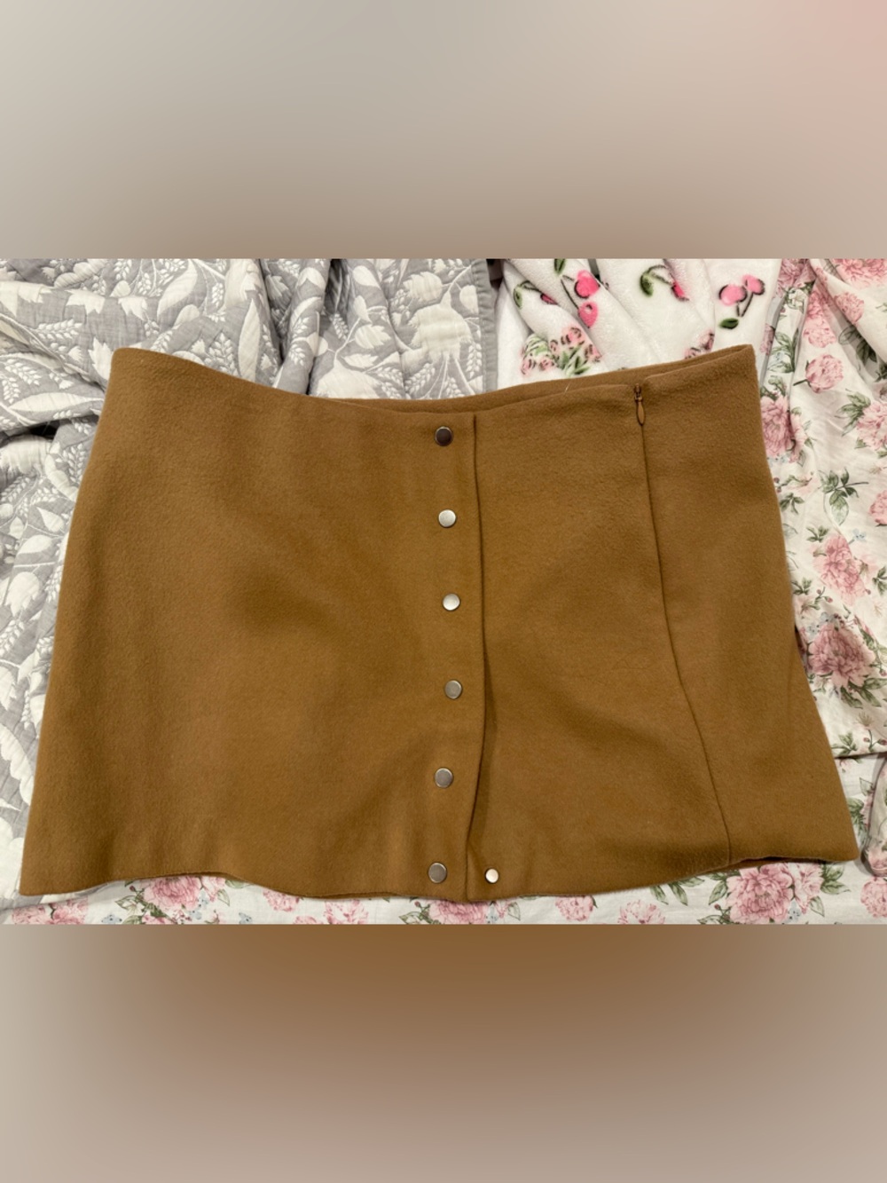 A.L.C. Brown Mini Skirt with Silver Snap Details
